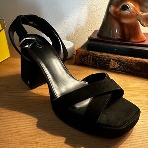 Circus NY Black Velvet Women's Block Heel